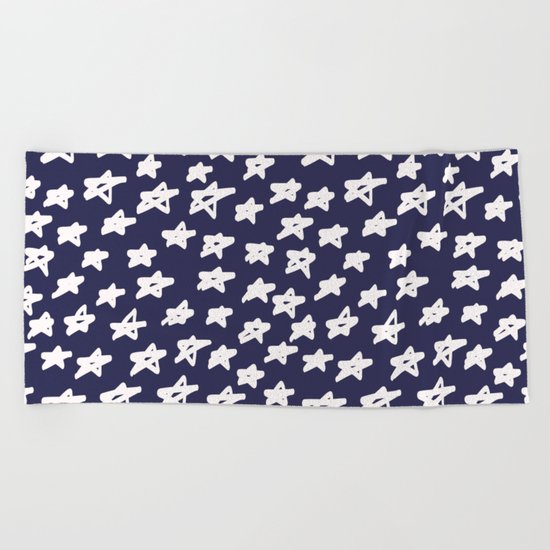 Stars on blue background Beach Towel