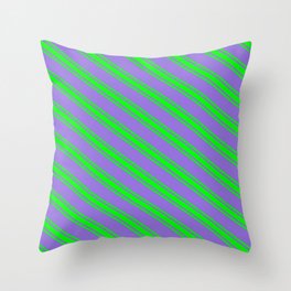 [ Thumbnail: Purple and Lime Colored Lines Pattern Throw Pillow ]