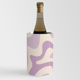 Retro Liquid Swirl Abstract Pattern in Light Lavender Lilac Purple and Cream Wine Chiller