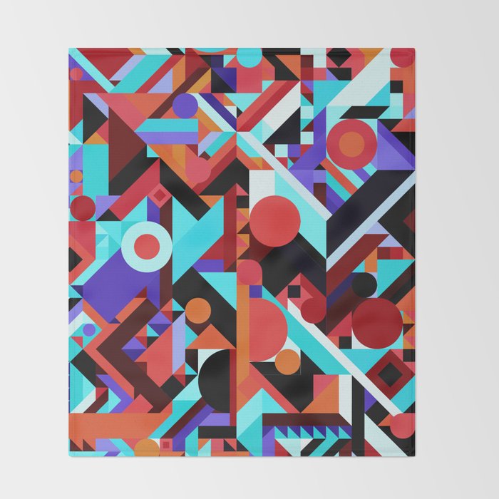 Crazy Chaos Abstract Geometric Shapes Pattern Orange Red White