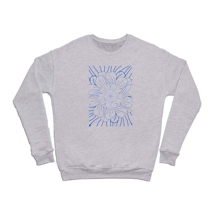 Blue Flower Outline Crewneck Sweatshirt