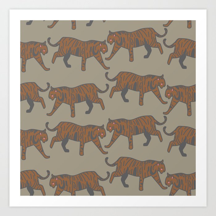wild tigers pattern 1 Art Print
