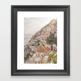 Positano Bliss Photo | Amalfi Coast Mountain Landscape In Pastel Color Art Print | Italy Travel Photography Framed Art Print