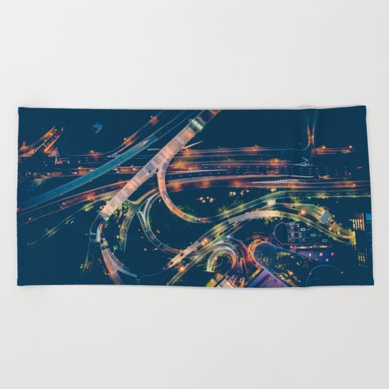 City in the sky fantastic Beach Towel