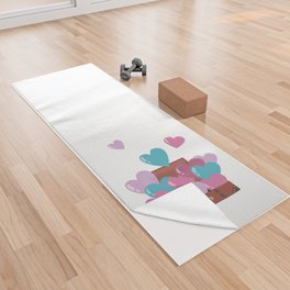 Heart balloons fly out of the suitcase Yoga Towel