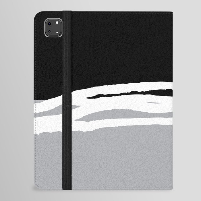Abstract Line Art Black White Gray Grey iPad Folio Case