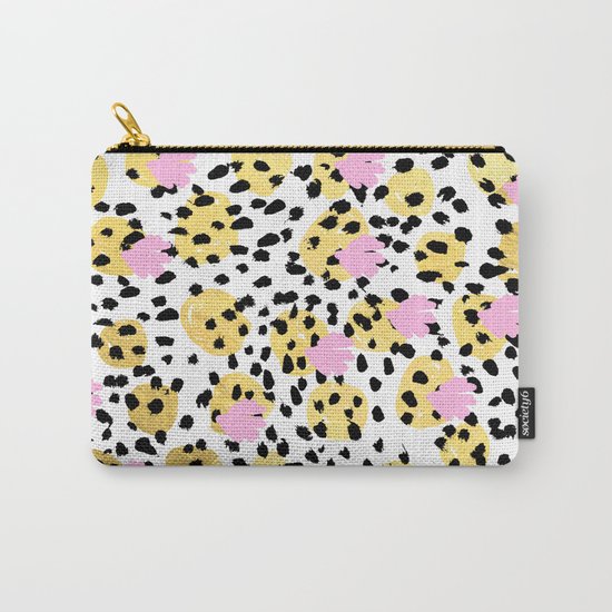 Pink Gold abstract painting foil trendy minimal modern art paint pattern gender neutral non binary Carry-All Pouch