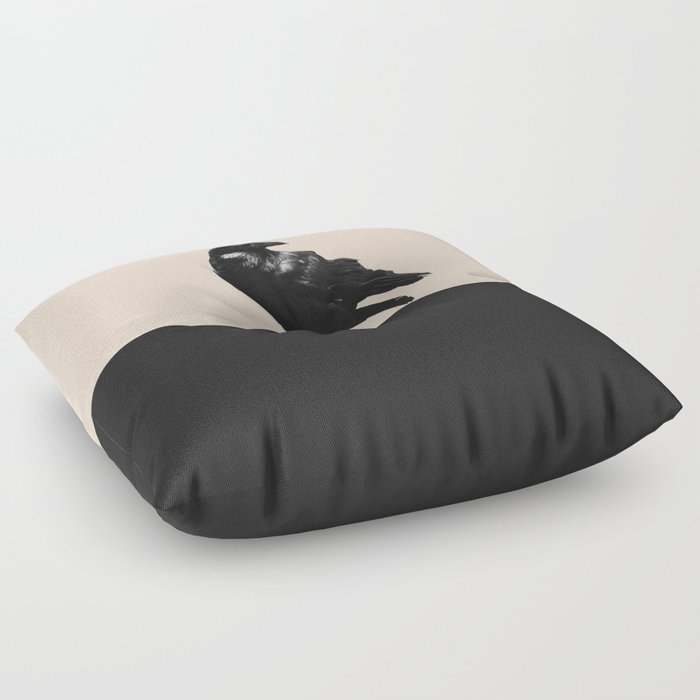 Raven Black Horizon Minimalism  Floor Pillow