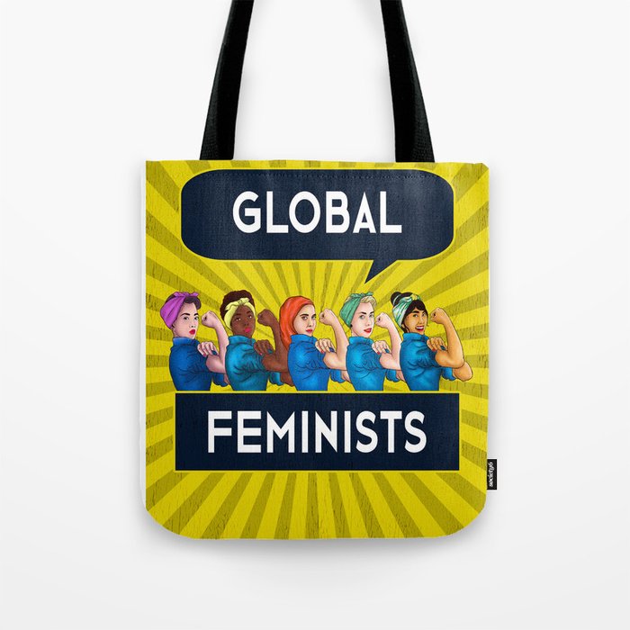 Global Feminists Women Girls design Rosie Riveter Design Tote Bag