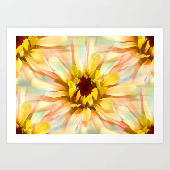 Painterly Sunset Seamless Zinnia Art Print