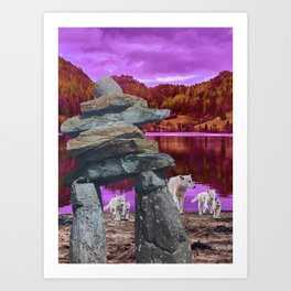 Wolf Pack on the Prowl – Red & Purple Art Print