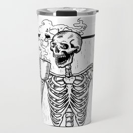 Skeleton Drinking a Cup of Coffee Travel Mug