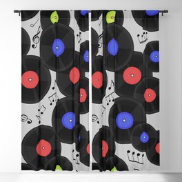 Seamless pattern with vinyl records and notes.  Blackout Curtain