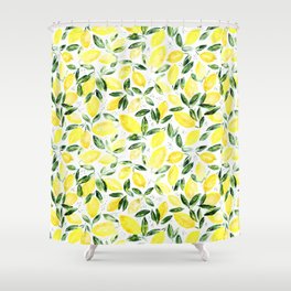 So luscious lemons || watercolor Shower Curtain