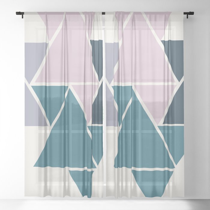  Origami abstract number 7c Sheer Curtain