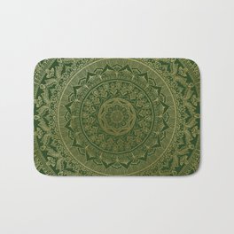 Mandala Royal - Green and Gold Bath Mat | Oriental, Mandala, Gold, India, Luxury, Pattern, Green, Metallic, Graphicdesign, Meditation 