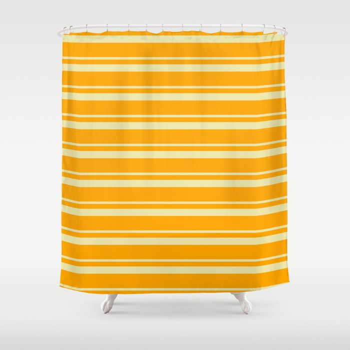 Pale Goldenrod and Orange Colored Lines/Stripes Pattern Shower Curtain