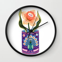 Self Care Spring Retro Can Gratitude Daffodil Wall Clock