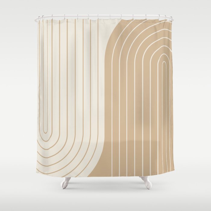 Two Tone Line Curvature LXV Shower Curtain