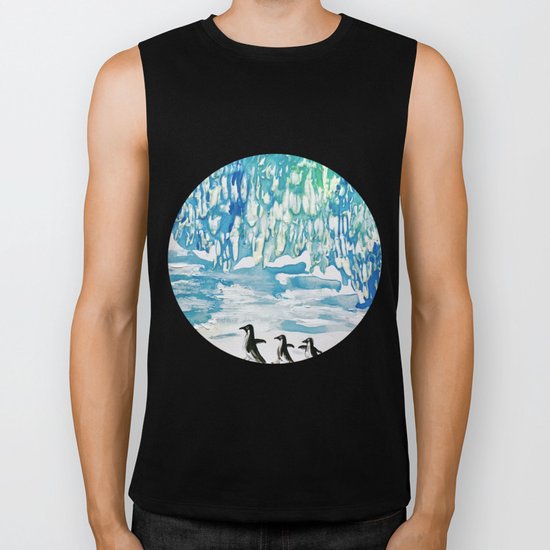Penguin Family on Thin Ice Biker Tank