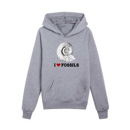 I love fossils red Kids Pullover Hoodie