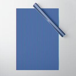 [ Thumbnail: Light Sea Green & Indigo Colored Lines/Stripes Pattern Wrapping Paper ]