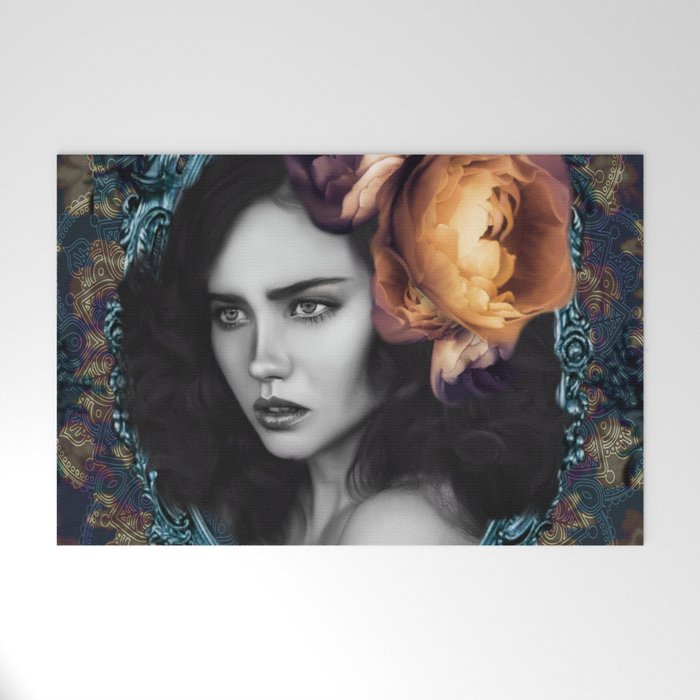 Flower Ladies Collection oi1 -66 Contemporary Eclectic Modern Victorian Digital Artwork Welcome Mat