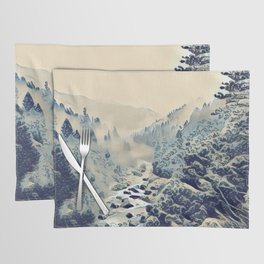 Snow covered forest and river  Placemat