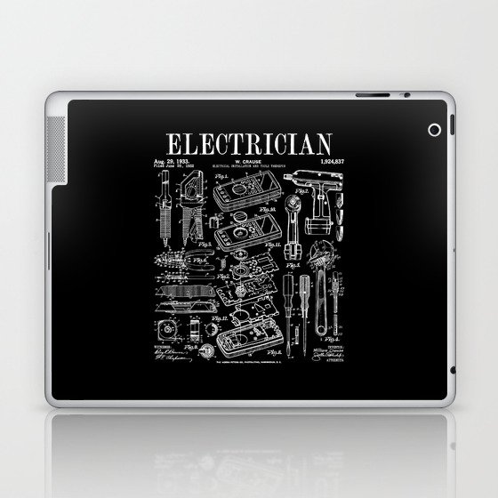 Electrician Electrical Worker Tools Vintage Patent Print Laptop & iPad Skin