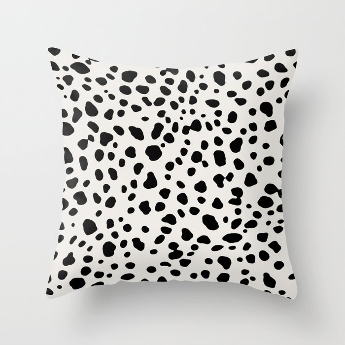 Polka Dots Dalmatian Spots Black And White Throw Pillow