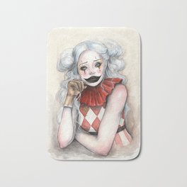 "Giggles" Mixed media Clown Painting Bath Mat