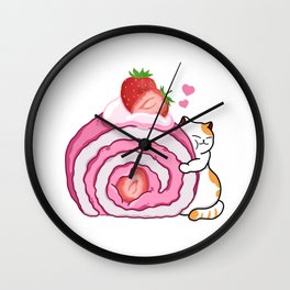 Strawberry Roll Cake Wall Clock