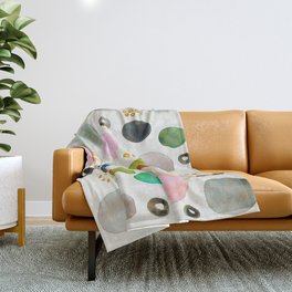 Abstract Pebble Gold Watercolor Art Throw Blanket