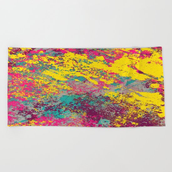 Abstract TexTure Uno - Pink, Purple, Blue And Yellow Beach Towel