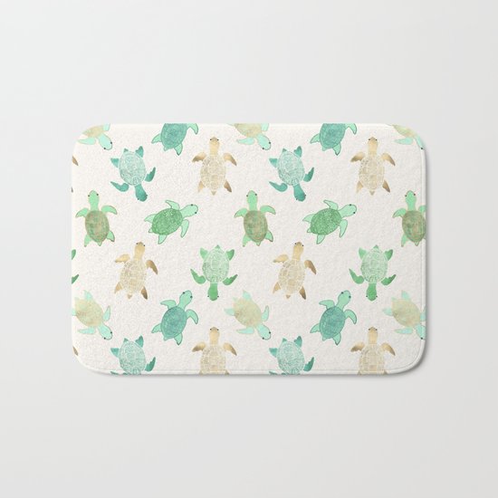 Gilded Jade & Mint Turtles Bath Mat