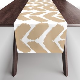 Hand-Drawn Herringbone (Tan & White Pattern) Table Runner