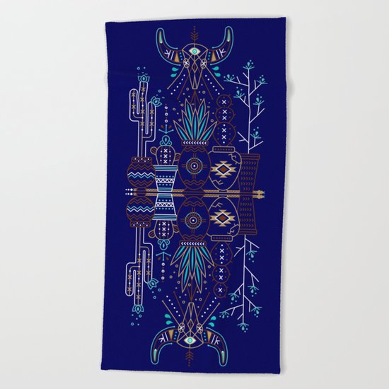 Santa Fe Garden – Navy Beach Towel