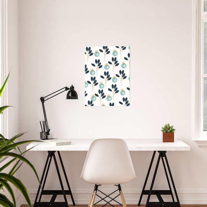 Blue Bold Floral Wallpaper Poster By Thestephlloyd Society6