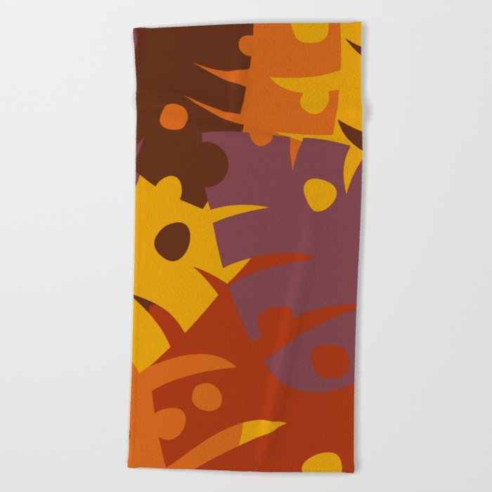 Colorful Graphic Autumn Leaves Beach Towel