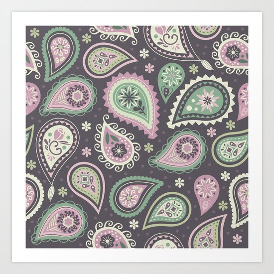 Soft romatic paisleys Art Print