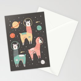 Astronaut Llamas in Space Stationery Card