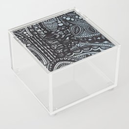 Abstract Pattern Print, black on blue Acrylic Box