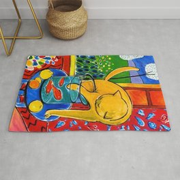 Henri Matisse - Cat With Red Fish still life painting Rug | Painting, Pearblossoms, Dinningroom, Zinnia, Badcat, Walldecor, Daffodils, Goldfish, Fruit, Fish 