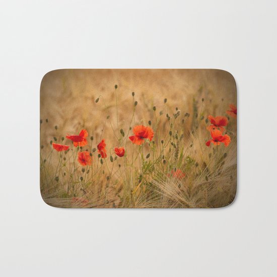Golden cornfield with poppies Bath Mat