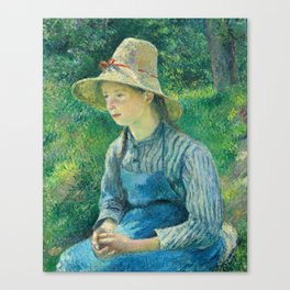 Peasant Girl with a Straw Hat, 1881 by Camille Pissarro Canvas Print