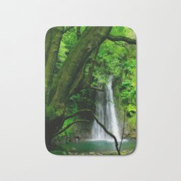 Waterfall in Azores islands Bath Mat | Jungle, Woodland, Landscape, Trees, Azores, Branches, Forest, Ecosystem, Nature, Plants 