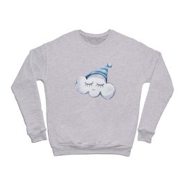 Funny cloud with sleeping cap smiles Crewneck Sweatshirt