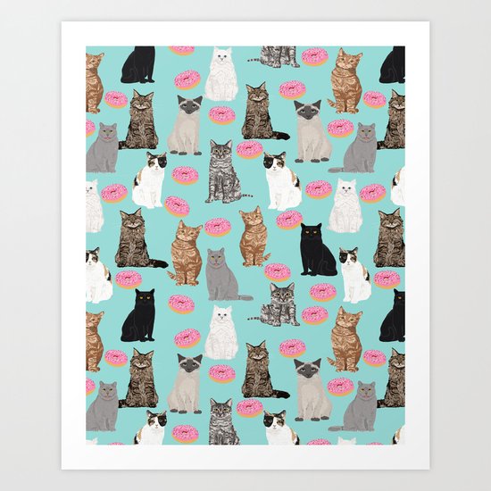 Donut Cats cute illustration fur baby animal cat portrait pet gift for cat lady must have cat breeds Art Print