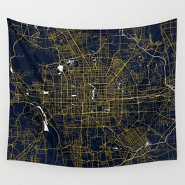 Beijing City Map of China - Gold Art Deco Wall Tapestry