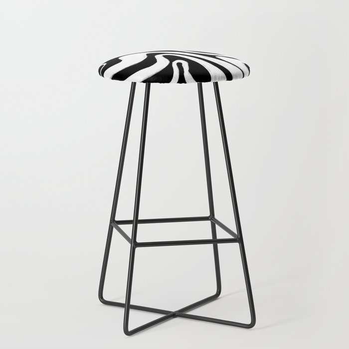 70s Black and White Liquid Swirl Bar Stool